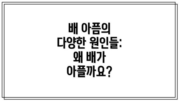 배 아픔의 다양한 원인들: 왜 배가 아플까요?