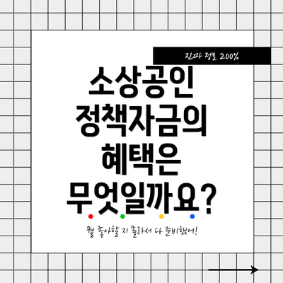 소상공인 정책자금의 혜택은 무엇일까요?