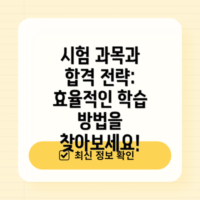 시험 과목과 합격 전략: 효율적인 학습 방법을 찾아보세요!