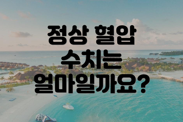 정상 혈압 수치는 얼마일까요?