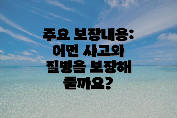 주요 보장내용: 어떤 사고와 질병을 보장해 줄까요?