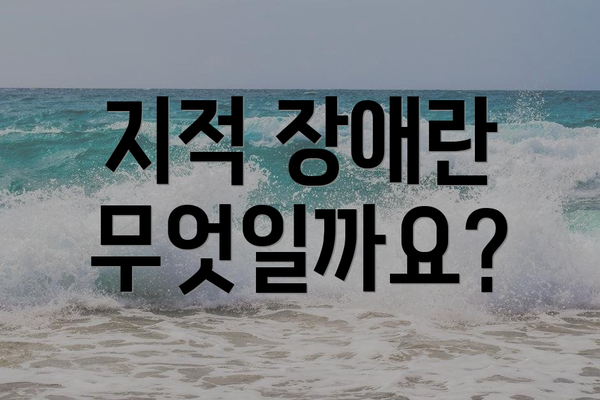 지적 장애란 무엇일까요?