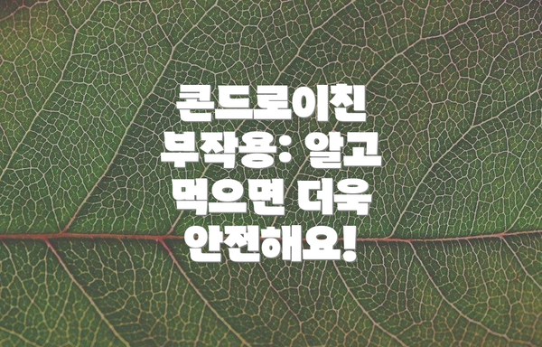 콘드로이친 부작용: 알고 먹으면 더욱 안전해요!