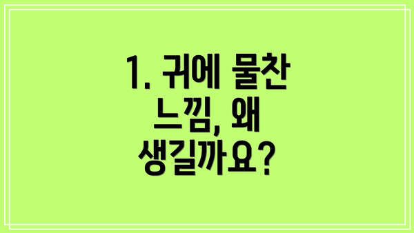 1. 귀에 물찬 느낌, 왜 생길까요?