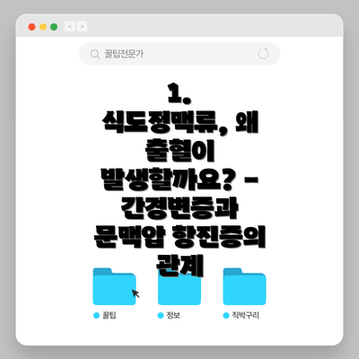 1. 식도정맥류, 왜 출혈이 발생할까요? - 간경변증과 문맥압 항진증의 관계
