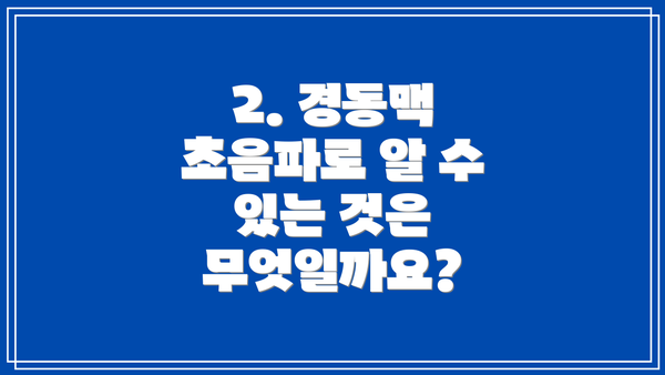 2. 경동맥 초음파로 알 수 있는 것은 무엇일까요?