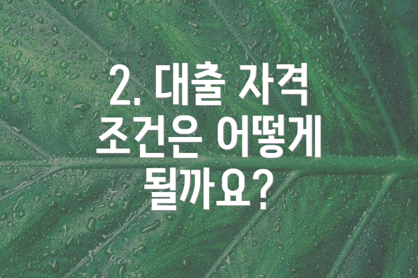 2. 대출 자격 조건은 어떻게 될까요?