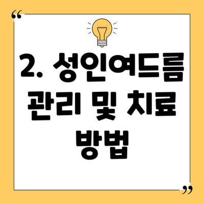 2. 성인여드름 관리 및 치료 방법