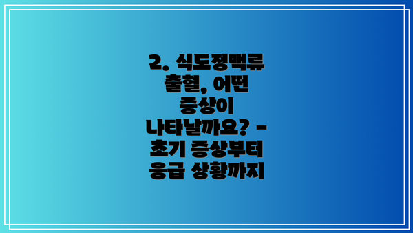 2. 식도정맥류 출혈, 어떤 증상이 나타날까요? - 초기 증상부터 응급 상황까지