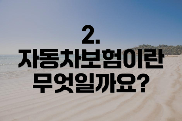 2. 자동차보험이란 무엇일까요?