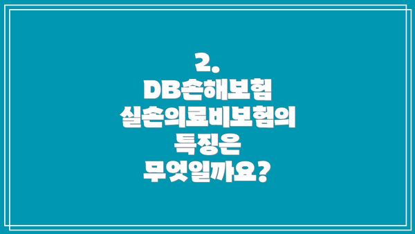 2. DB손해보험 실손의료비보험의 특징은 무엇일까요?