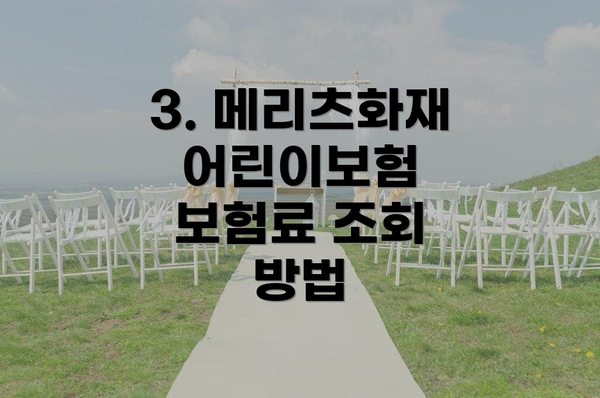 3. 메리츠화재 어린이보험 보험료 조회 방법