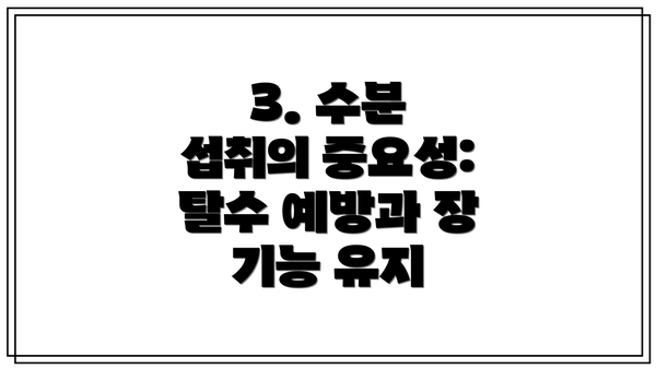 3. 수분 섭취의 중요성: 탈수 예방과 장 기능 유지