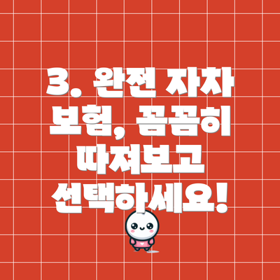 3. 완전 자차 보험, 꼼꼼히 따져보고 선택하세요!