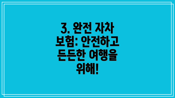 3. 완전 자차 보험: 안전하고 든든한 여행을 위해!