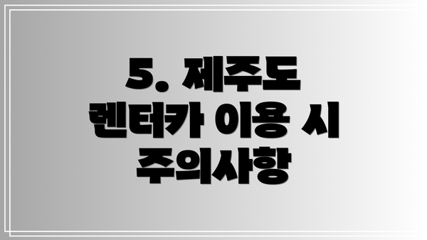 5. 제주도 렌터카 이용 시 주의사항