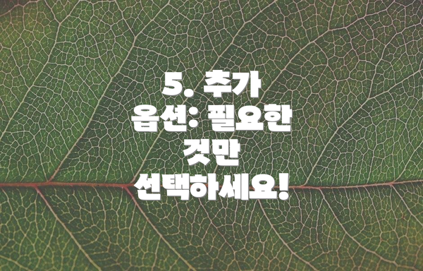 5. 추가 옵션: 필요한 것만 선택하세요!