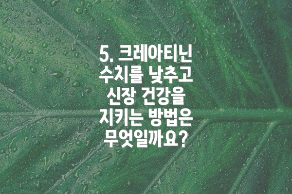 5. 크레아티닌 수치를 낮추고 신장 건강을 지키는 방법은 무엇일까요?