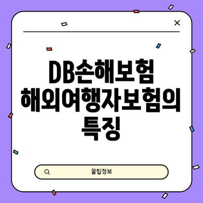 DB손해보험 해외여행자보험의 특징