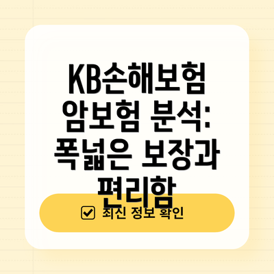 KB손해보험 암보험 분석: 폭넓은 보장과 편리함