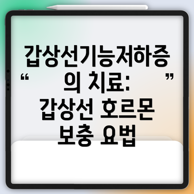 갑상선기능저하증의 치료: 갑상선 호르몬 보충 요법