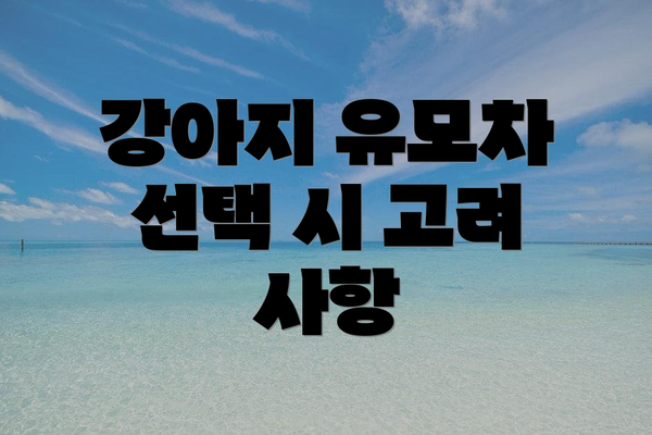 강아지 유모차 선택 시 고려 사항