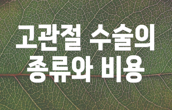 고관절 수술의 종류와 비용