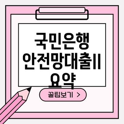 국민은행 안전망대출II 요약
