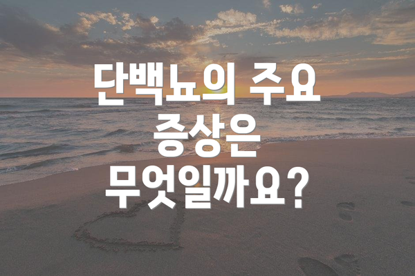 단백뇨의 주요 증상은 무엇일까요?