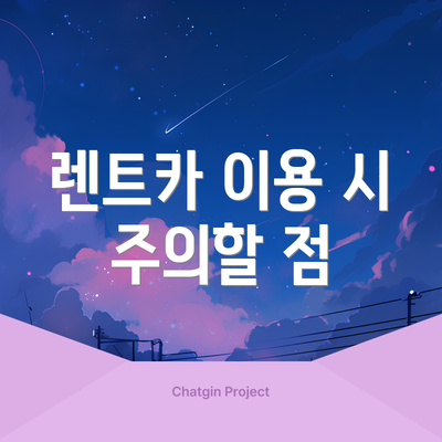 렌트카 이용 시 주의할 점