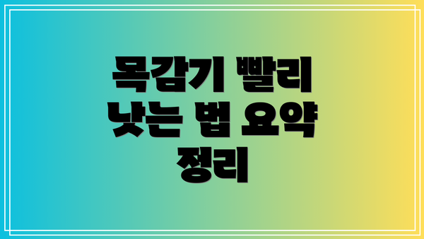 목감기 빨리 낫는 법 요약 정리