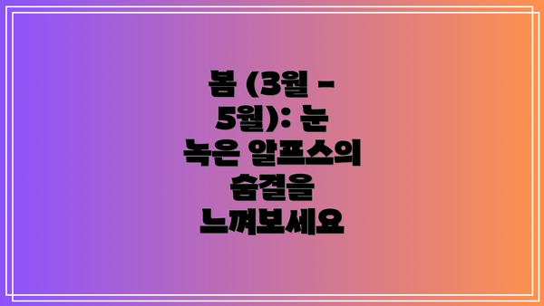 봄 (3월 - 5월): 눈 녹은 알프스의 숨결을 느껴보세요
