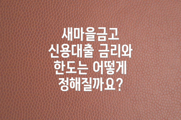 새마을금고 신용대출 금리와 한도는 어떻게 정해질까요?