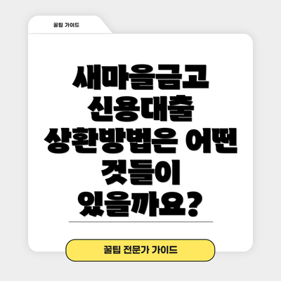 새마을금고 신용대출 상환방법은 어떤 것들이 있을까요?