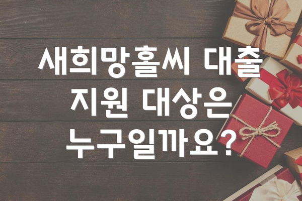새희망홀씨 대출 지원 대상은 누구일까요?