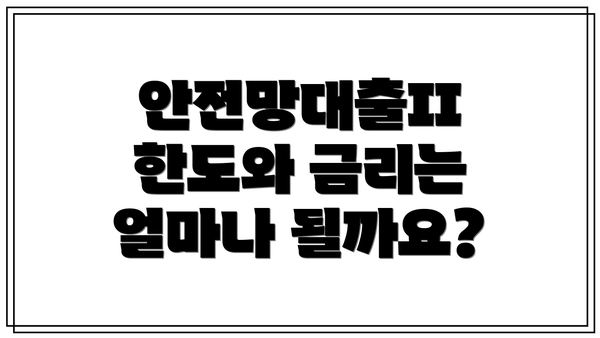 안전망대출II 한도와 금리는 얼마나 될까요?