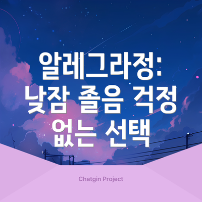 알레그라정: 낮잠 졸음 걱정 없는 선택
