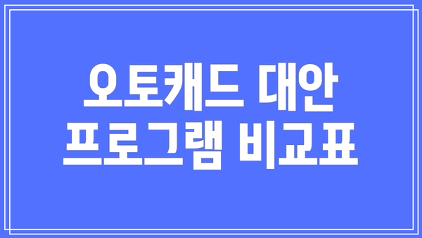 오토캐드 대안 프로그램 비교표