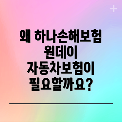 왜 하나손해보험 원데이 자동차보험이 필요할까요?