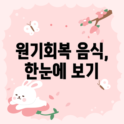 원기회복 음식, 한눈에 보기