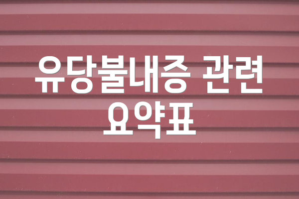 유당불내증 관련 요약표