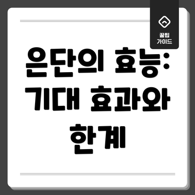 은단의 효능: 기대 효과와 한계