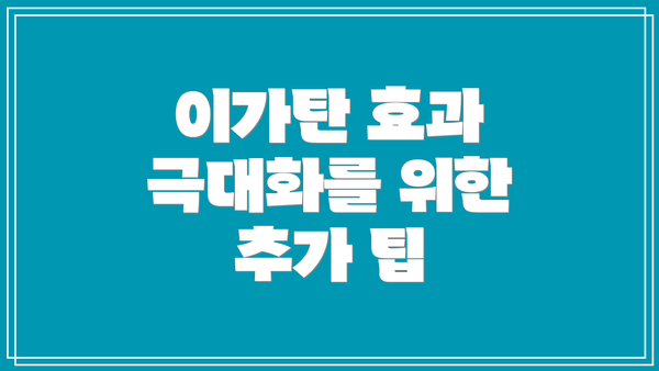 이가탄 효과 극대화를 위한 추가 팁