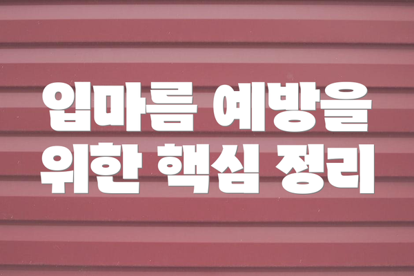 입마름 예방을 위한 핵심 정리