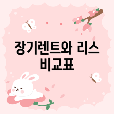 장기렌트와 리스 비교표