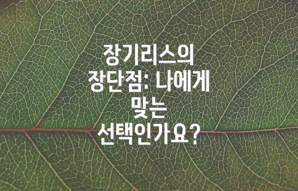 장기리스의 장단점: 나에게 맞는 선택인가요?