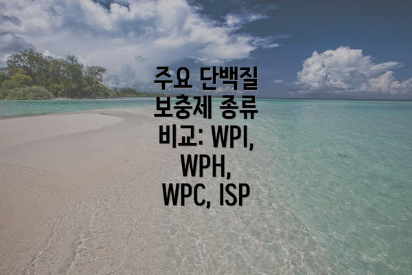 주요 단백질 보충제 종류 비교: WPI, WPH, WPC, ISP