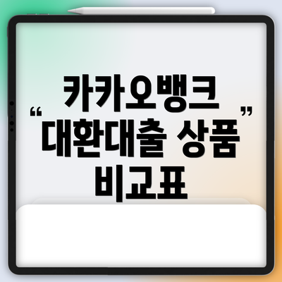 카카오뱅크 대환대출 상품 비교표