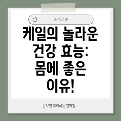 케일의 놀라운 건강 효능: 몸에 좋은 이유!