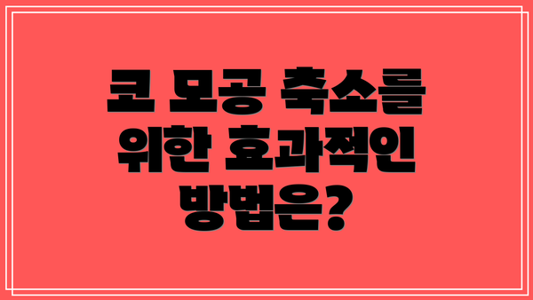 코 모공 축소를 위한 효과적인 방법은?